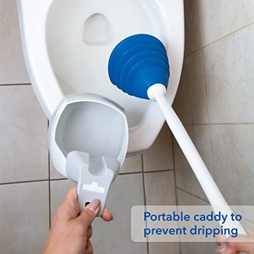 Unger EZ Plunger with No-Drip Carrying Caddy, Tight Seal Toilet Bowl Tool with Portable Holder, Discreet Bathroom Cleaning Supplies, Declogger with Cover, Accordion Shape for Less Splash Back - style: EZ Plunger