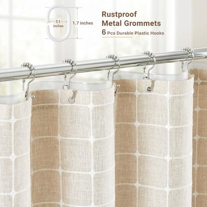 3-in-1 Stall Boho Linen Shower Curtain with Liner, 36x72, Cream/Beige | Half Size, 330GSM Linen Blend, Waterproof PEVA Liner, Heavy Duty Fabric, 6 Plastic Hooks, Modern Farmhouse, Machine Washable - color: Cream With Liner, size: 36"W x 72"L (Pack of 1)