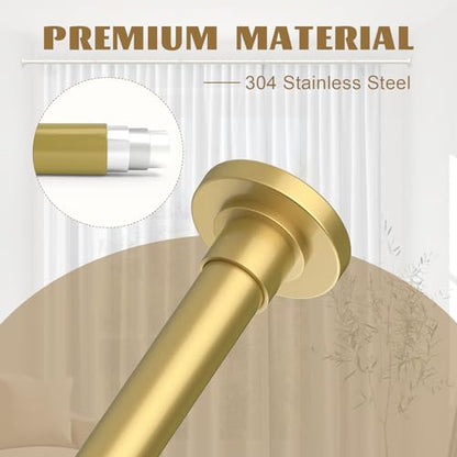 GXOACKJ Gold Shower Curtain Rods - 31-68 Inch Spring Tension Shower Rods for Bathroom, Adjustable, No Drilling, No Rust, Stainless Steel - color: Gold, size: 31-68