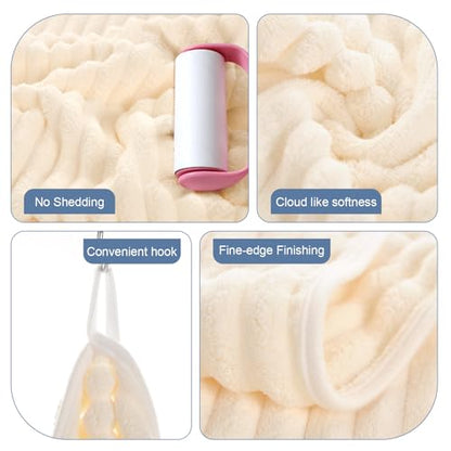 ZVH Hand Towels for Bathroom 6pcs 14X29.5inch,Quick Dry Microfiber,Super Soft,Hand Towels with Hanging Loops for Spa,Kitchen,Hotel (Beige, Set of 6) - color: Beige