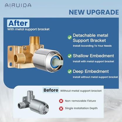 Airuida Shower Faucet Set,8 Inch Shower Valve Kit,Chrome Polish | Male Threads,Rough-in Valve Shower Trim Kit,Single Handle Control Shower Set - color: Chrome Polish, size: 8 Inch