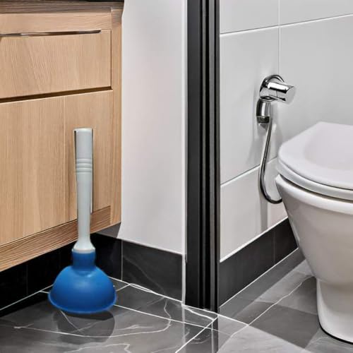 NewFerU Drain Plunger, Small 4-Inch Sink Clog Remover, Mini Hand Unclogger | Rubber Cup Plumber Helper, Force Tiny Compact Tool with 9 inch Short Handle for Kitchen Bathroom, Toilet, Shower, Bath Tub - color: Blue