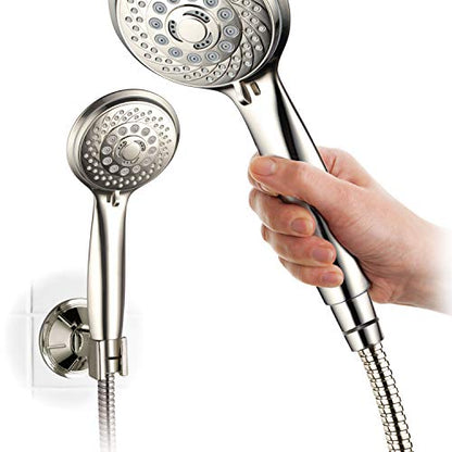 Hotel Spa AquaSpa 6-in-1 High-Pressure Shower Head/Hand Held Showerhead Combo with Two Overhead and Low-Reach Wall Brackets, 3-way Water Diverter & Stainless Steel Hose/Brushed Nickel Finish