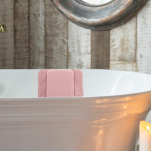 Non-Slip Bath Pillow for Tub with 8 Strong Suction Cups - Bathtub Headrest Neck Back Support for Women Spa Hotel Relaxing Bath Accessories (Pink)