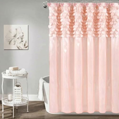 12PCS Decorative Shower Curtain Hooks with Shining Diamond,Rust Resistant Pink Bow Knot Hangers,Cute Shower Curtain Rings Hooks for Home Bathroom Decor Supplies