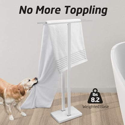 KES Standing Towel Rack, 37" H, 18/8 Stainless Steel & Marble Base Polished | Polished Finish, Equal-Height Rods, Heavy Base (8.23 Lbs), Anti-Slip Pads, Fits Towels Up To 70" - color: Polished Silver, size: 37" H (Equal-height)