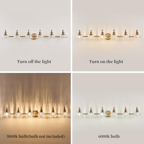 XIEDUN 45" Bathroom Light 6 Light Vanity Light Fixtures (Exclude G9 Bulb) Vanity Lights for Bathroom - color: Brass, size: 6 Light A