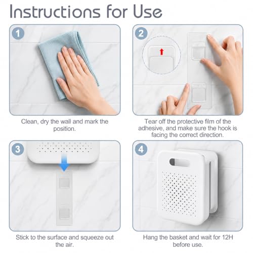 Goderewild Collapsible Laundry Basket, Space-Saving Wall-Mounted Hamper, Detachable Hanging Organizer for Home, Dorms, RVs, Measures 11.8" x 8" x 14.7" In (White) - size: S