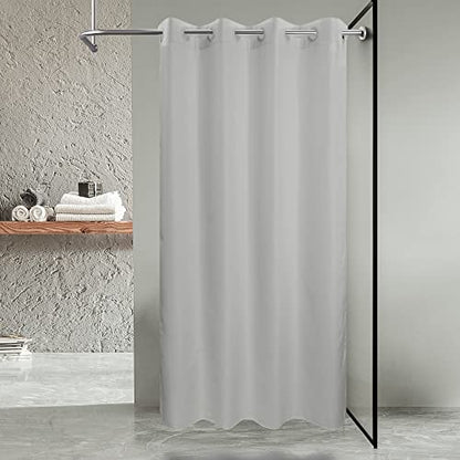 River Dream No Hook Stall Shower Curtain or Liner Microfiber Grey, 54x80 | Waterproof Fabric Shower Curtain Set, Bottom Magnets, Soft & Machine Washable, 54W x 80H - color: Grey, size: 54"W x 80"L (Pack of 1)