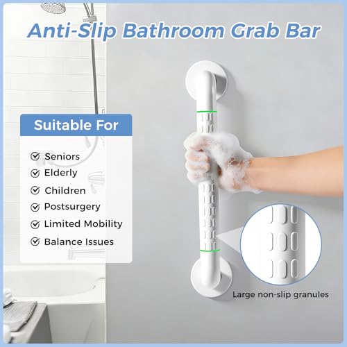 Grab Bars for Bathtubs and Showers, 16 Inch Anti Slip Bathroom Safety Shower Handles for Seniors Handicap Elderly Assistance, Hand Rails for Toilet Walls Bath Tub, 1" Stainless Steel Handrail（White）