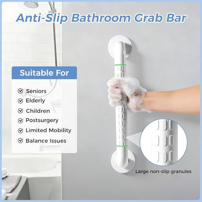 Grab Bars for Bathtubs and Showers, 16 Inch Anti Slip Bathroom Safety Shower Handles for Seniors Handicap Elderly Assistance, Hand Rails for Toilet Walls Bath Tub, 1" Stainless Steel Handrail（White）