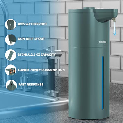 Automatic Soap Dispenser Touchless, Modern, Kitchen & Bathroom, Hands-Free, Adjustable Volume, Long Battery Life, Compatible with Thick & Thin Soap, Easy for Toddlers, Clog-Free, Green - color: Matte Green