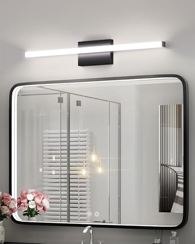 Modern LED Bathroom Vanity Light Bar 30in, 28W 2400LM 5CCT Dimmable, Black Bathroom Light Fixture and Mirror Lighting-ETL Certified - size: 30IN-5CCT