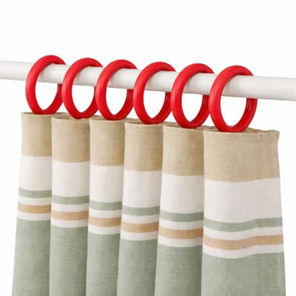 12 Piece Plastic Basic Locking Round Hook Easy Gliding Shower Curtain Rings Fits All Standard Size Shower Rods (Red) - color: Red