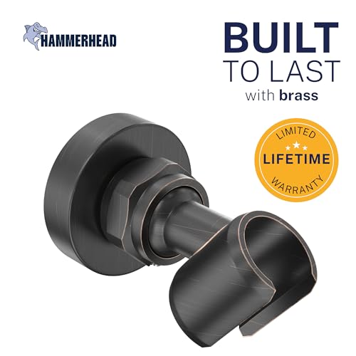 HammerHead Showers Solid Metal Handheld Showerhead Holder Wall Mount, Adjustable Screw-Mounted Pivot Ball, Shower Hose Holder, Fits Most Handheld Showerheads, Oil Rubbed Bronze - style: Oil Rubbed Bronze