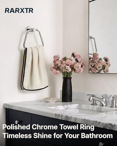RARXTR Hand Towel Holder for Bathroom Polished Chrome Towel Ring Heavy Duty Thickened Stainless Steel Towel Hanger Wall Mount for Bath, Kitchen - size: ∅12mm Tube