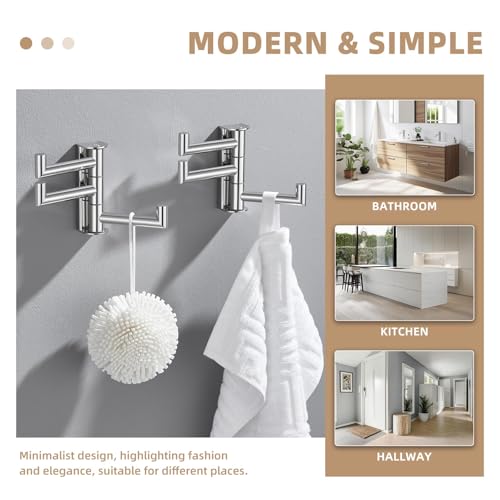 Suyar Swivel Towel Hook Polished Chrome, Bathroom Robe Holder with 3 Arms | 2 Pack, SUS304 Stainless Steel, Wall Mounted - color: Polished Chrome, size: 2 Pack