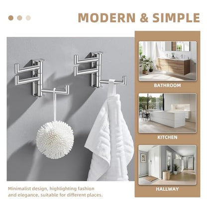 Suyar Swivel Towel Hook Polished Chrome, Bathroom Robe Holder with 3 Arms | 2 Pack, SUS304 Stainless Steel, Wall Mounted - color: Polished Chrome, size: 2 Pack