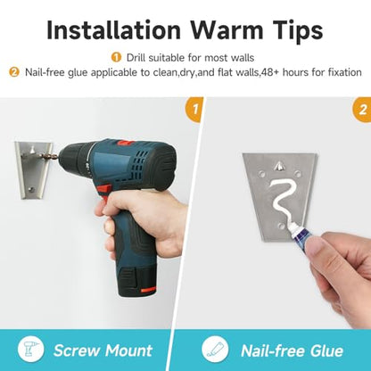 AIKE Nail-Free Glue Wall Mount Liquid Soap Dispenser, 37oz for Bathroom | No-Drill and Screw Wall Mount Design for Space-Saving,Large Capacity with Safety Key for Commercial Bathroom,Stainless Steel