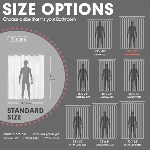 EVA Clear Thin Shower Curtain Liner, Pebble Pattern 72x72 Inch Lightweight Plastic Bathroom Shower Showroom Inner Curtain with Rustproof Metal Grommets and Weighted Magnets(NO Hooks) - color: Clear, size: 72"W x 72"L (Pack of 1)