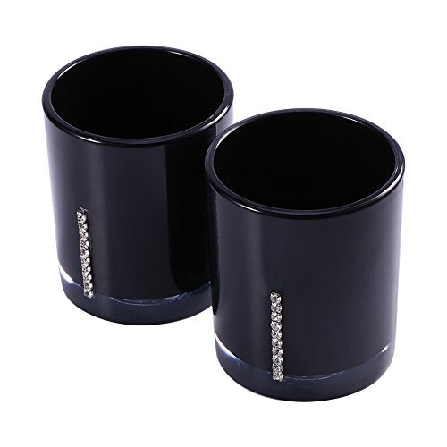Bathroom Accessory Set, 5Pcs Black Modern Countertop Bath Decor Set with Soap Dispenser, Toothbrush Holder, 3 Tumblers & Soap Dish, Resin High-Gloss for Home, Hotel, Guest Bath