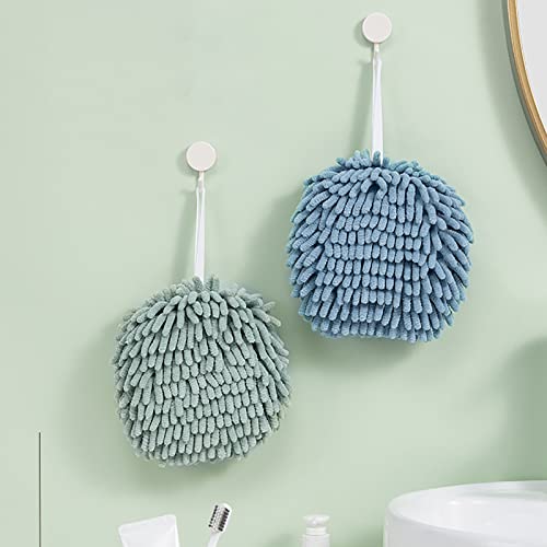 4 Pack Chenille Hand Towels Bathroom Quick Dry Hand Bath Towel with Hanging Loops Microfiber Absorbent Hand Drying Puff for Kitchen Bathroom - color: Blue