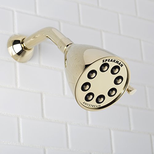 Speakman S-2251-PB Signature Icon Anystream High Pressure Adjustable Solid Brass Shower Head, Polished Brass - color: Polished Brass, size: 2.5 GPM