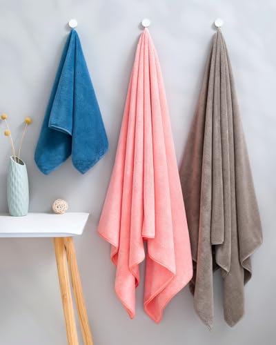 Lumimi 8-Piece Soft Microfiber Towel Set Incredibly Absorbent Lightweight Quick Dry and Durable, 55" L x 27" W, 4 Bath Towels 4 Hand Towels Multicolour - color: 4-colours C, size: 4 Bath + 4 Hand