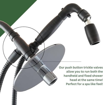 High Sierra® - Solid Lead-Free Metal 4-Way Combo with GEN 3 REFLECTIONS™ Fixed and Handheld Shower Head with Hose. Run Separately or Both at Full Flow - 1.25 GPM per Shower Head -Brushed Nickel Finish - color: Nickel, size: 1.25 GPM