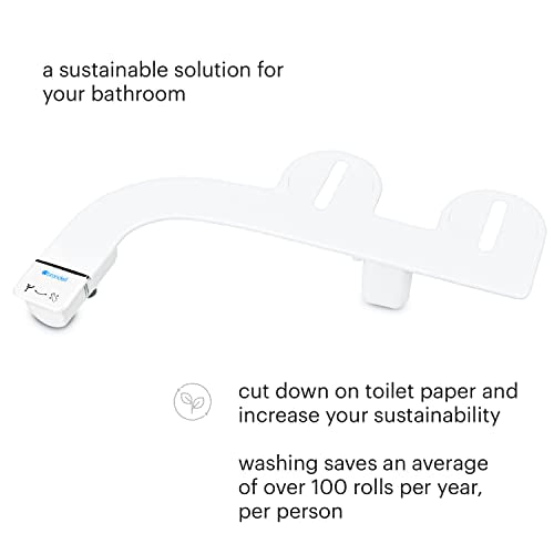 Brondell SS-150W SimpleSpa Thinline Essential Bidet Attachment for Toilet Seats with Adjustable Water Pressure, Side Arm Control, Thin Profile, White (Single Nozzle) - color: White Controls