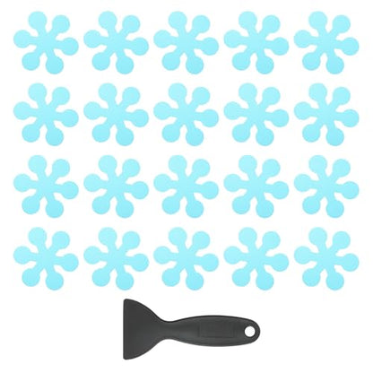 PATIKIL 20 Pcs Non Slip Bathtub Stickers, Anti Slip Shower Stickers with Scraper Bathroom Shower Floor Decals Snowflake Shape Cute Treads Tubs, Blue - color: Blue