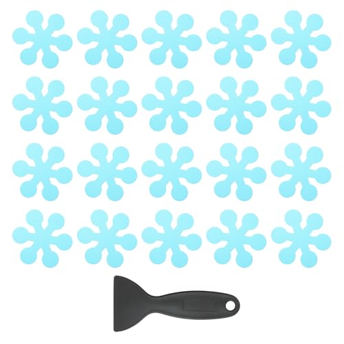 PATIKIL 20 Pcs Non Slip Bathtub Stickers, Anti Slip Shower Stickers with Scraper Bathroom Shower Floor Decals Snowflake Shape Cute Treads Tubs, Blue - color: Blue