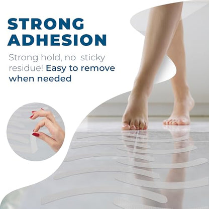 Homergy Anti-Slip Shower Stickers, Non-Slip Bathtub Adhesive Strips, 24 Pcs | Suitable for Homes with Kids, Adults & Seniors | Strong, Clear Appliques Help Reduce Slipping - size: Curved