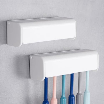 2 Pack 6 Slots Wall Mount Toothbrush Holder with Cover, Self Adhesive Toothbrush Storage Organizer for Shower, Toothbrush Hanger for Bathroom, Medicine Cabinet, Dorm - size: 2 Pack