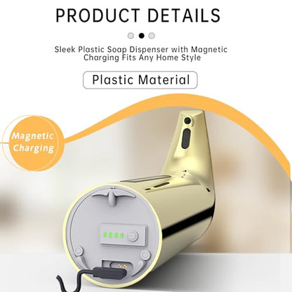 Automatic Liquid Soap Dispenser, 4-Level,Rechargeable | Plastic,13.5oz/400ml Gold Touchless Electric Hand & Dish Countertop Soap Dispensers with Sensor for Bathroom,Kitchen Sink - color: Gold, style: Rechargeable