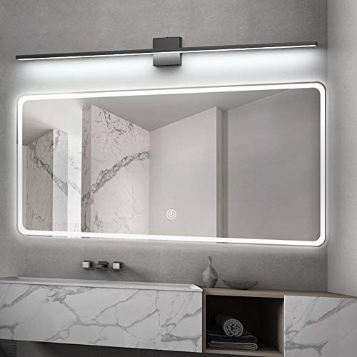 Ralbay 48inch Modern LED Black Vanity Light 46W Frosted Aluminum for Bathroom Vanity Lighting Fixtures Cool White 6000K - color: Black, size: 48 inch