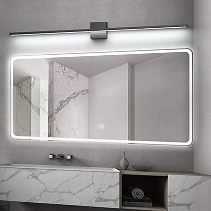 Ralbay 48inch Modern LED Black Vanity Light 46W Frosted Aluminum for Bathroom Vanity Lighting Fixtures Cool White 6000K - color: Black, size: 48 inch
