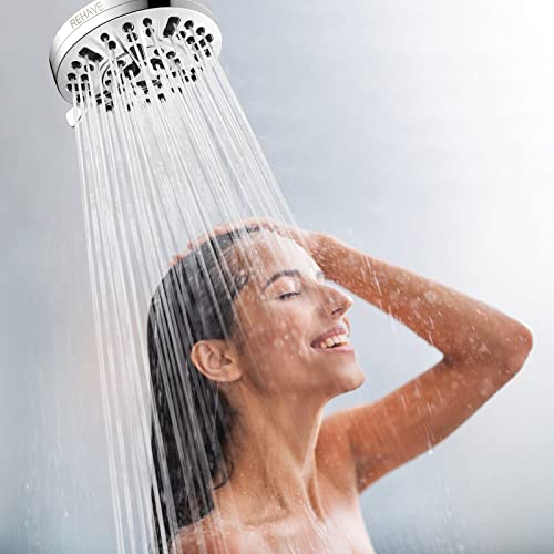 5.1-Inch Rainfall Shower Head with 63 Jets, 8 Spray Modes - Chrome Finish, Brass Angle-Adjustable, Anti-Clogging Silicone Nozzles - style: Brass
