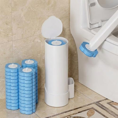 Disposable Toilet Brush Wand Starter Kit with 24 Pre-Loaded Cleaner-Infused Refills, Wall Mounted Toilet Bowl Cleaner System with Holder, Space-Saving Bathroom Cleaning Supplies for Home, RV