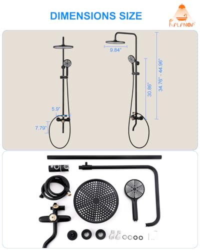 Outdoor Shower Fixture, 304 Stainless Wall Mouted for Yard | Thermostatic, 3 Functions Handle Shower, Exposed Shower with 10" Rain Head for Outside Yard Pool Seaside