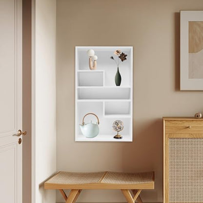 Stainless Steel Recessed Medicine Cabinet 14 * 24, Rust-proof Metal Wall Niche, In Wall Shower Niche Shelf Insert Replacement, Recessed Medicine Cabinets w/ 5 Compartments, for Bedrooms (White) - color: White