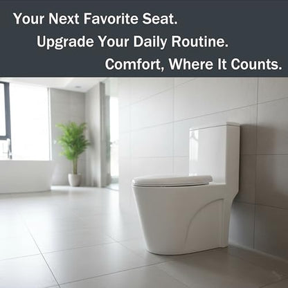MinSha V-Shape Toilet Seat Soft Close Elongated, Matte White Easy Install