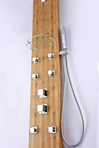 ANZZI Crane 60" Body Massage 6 Jetted Shower Panel System With Heavy Rain | Powerful Jets Equipped With Six Acu Stream Jets Delivering, Acu Stream Invigorating Massaging Water, Built To Last - color: Bamboo, style: 6 Jets