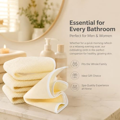 MAQIHAN Exfoliating Washcloth - 4 Pack Loofah Wash Cloth for Body and Face | Body Scrubber Wash Cloths for Showering, Exfoliating Shower Towel for Women and Men, Double-sided Bath Towel, 8 x 10 Inch