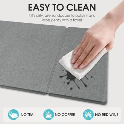 Stone Drying Mat for Kitchen Counter, Quick-Drying Dish Drying Mat | Foldable, Highly Absorbent, Suitable for Use In Kitchens and Bathrooms Stone Bath Mat, Size 23.6"×15.4" (Dark Gray)