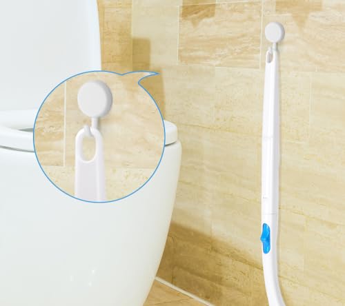 Disposable Toilet Bowl Brush Holder System with Flushable Refill Pads | Flushable, Disposable, Easy to Use, With 1 Toilet Brush+1 Holder+1 Cleaning Glove+12 Refills - color: Complete - 12 Refills (Brush & Holder)