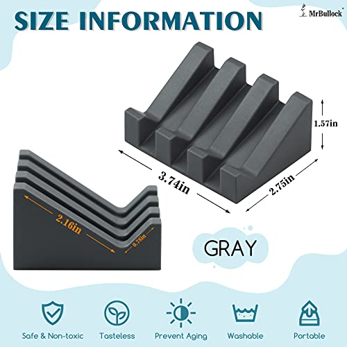 Self Draining Silicone Soap Dish Holder Waterfall Tray, 1 Pack Grey | Waterfall design drains fast to keep soap dry, non-slip silicone base anti slide, soap saver for bathroom & kitchen - color: Grey, size: 1