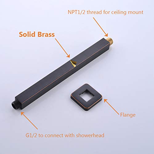 Brass Shower Arm with Flange, ENGA Oil Rubbed Bronze 12 Inch Ceiling Mount Shower Head Extension - color: Oil Rubbed Bronze, style: 12 Inch