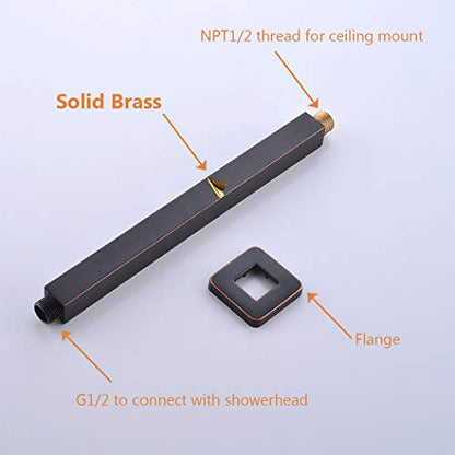 Brass Shower Arm with Flange, ENGA Oil Rubbed Bronze 12 Inch Ceiling Mount Shower Head Extension - color: Oil Rubbed Bronze, style: 12 Inch