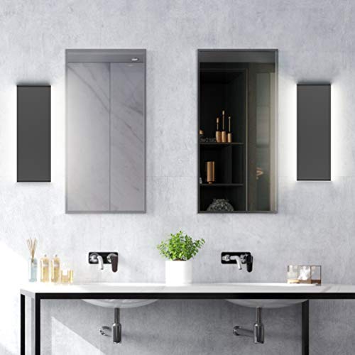 Aipsun 15.8in Black Modern Vanity Light Up and Down LED Vanity Light for Bathroom Wall Lighting Fixtures (White Light 5000K) - color: White Light Black, size: 15.8 inch, style: 5000K